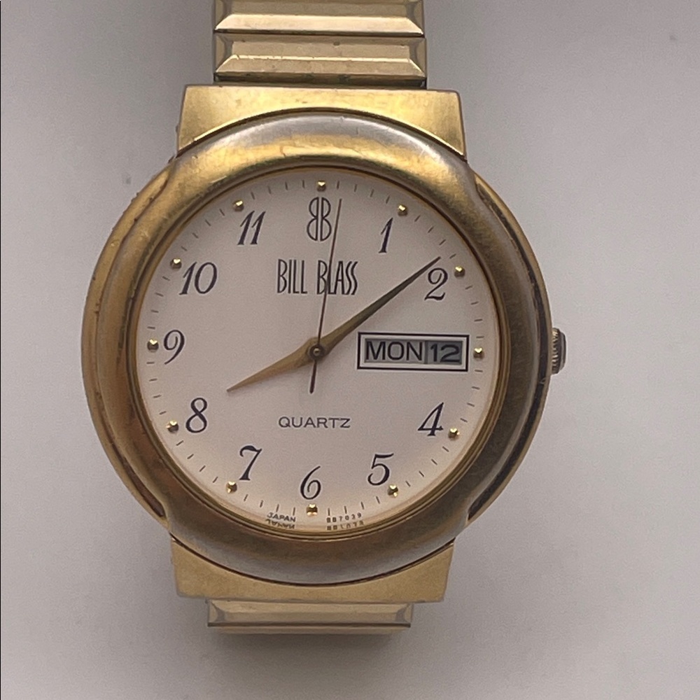 Bill Blass Gold Quartz Watch with White Dial